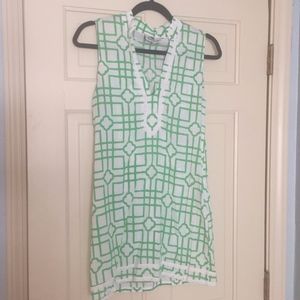 Green and White Print Dress/Swimsuit Cover